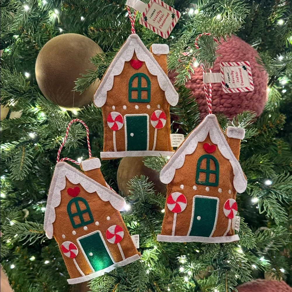 Target felt gingerbread house ornaments Christmas tree X 3 gift tags toppers